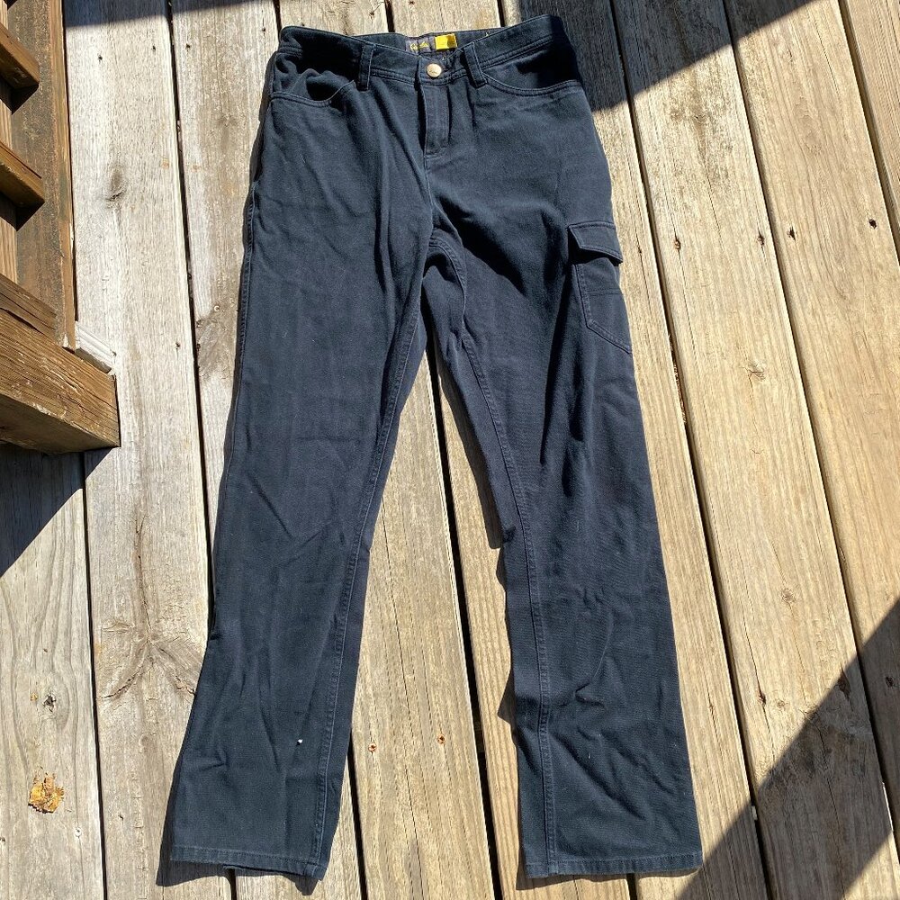 Cabelas Women Size 8 Black Cargo Pocket Flat Front Denim Jeans Pants